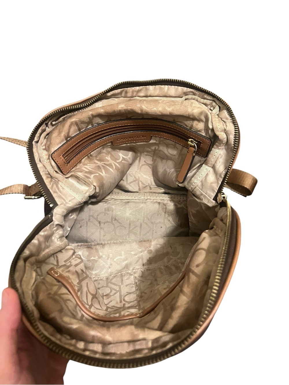 Calvin Klein CK Monogram Mini Backpack Brown - Picture 3 of 6